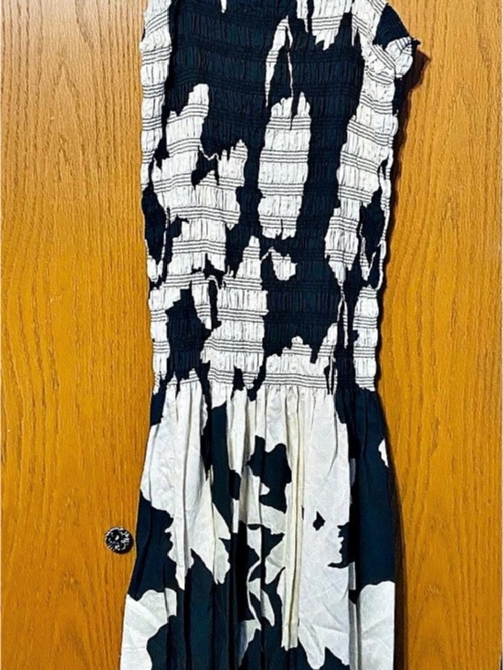 H&M Floral Smocked Maxi Dress in Black & White